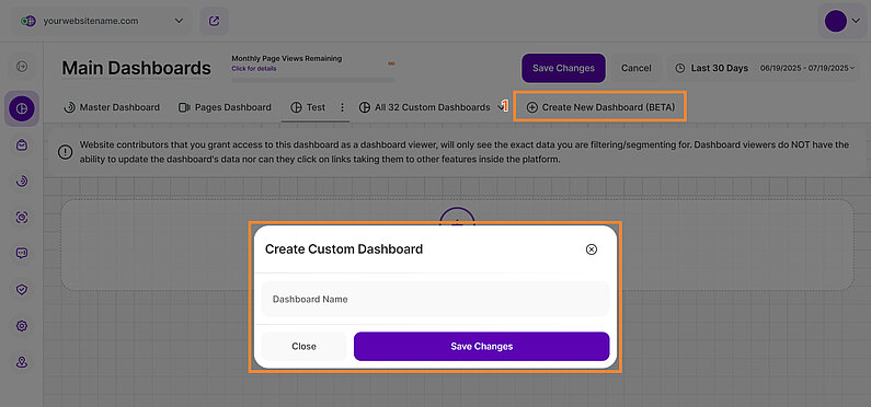 Create a New Custom Dashboard