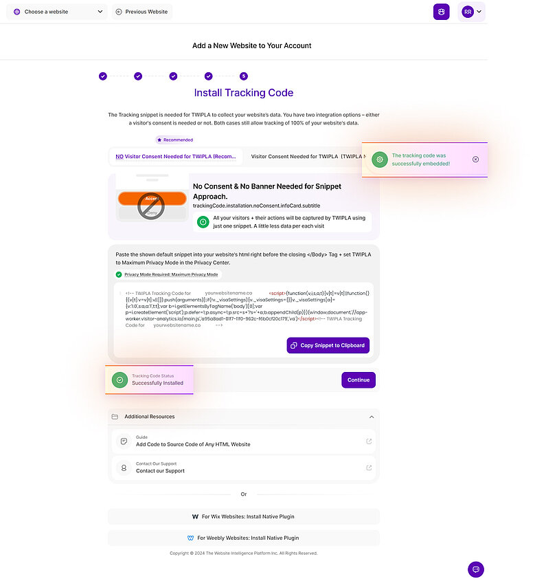 confirm tracking code installation