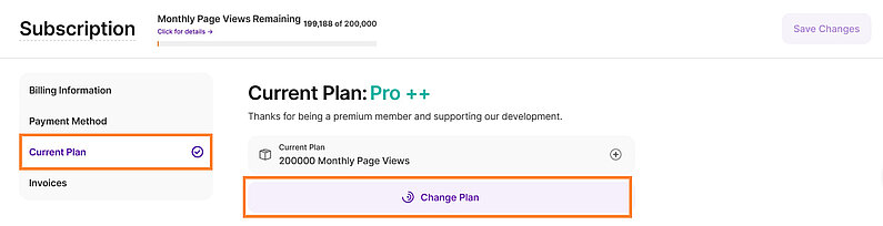 Changing the Subscription Plan