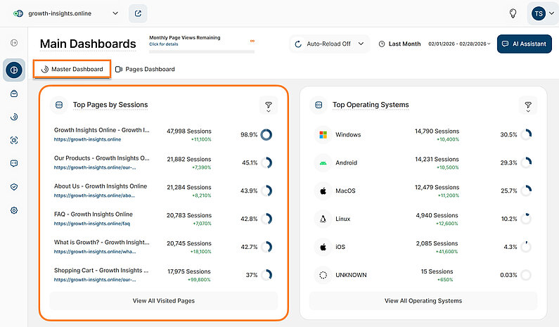 Overview of the Top Pages By Sessions