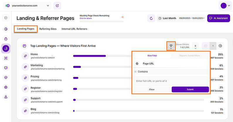 How to Filter Landing Pages